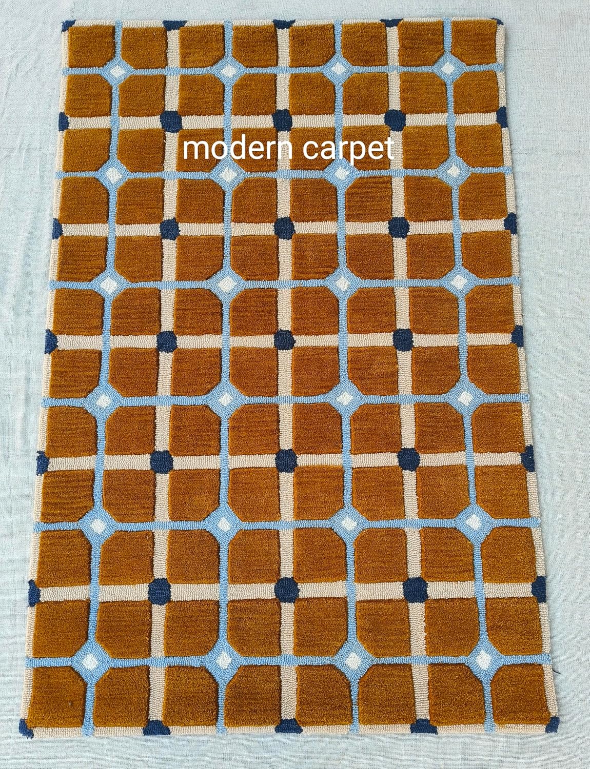Modern Carpet Evelina Kroon - Alfombra de baño copetuda a mano con diseño de campos ocres, tapete para puerta, tapete de entrada para dormitorio, cocina, alfombra de área de dibujos animados para baño