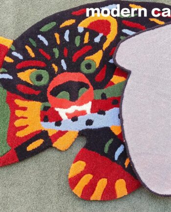 Modern Carpet - Tapete de baño súper absorbente, bonito diseño de dibujos animados, de 3 x 5, 100% lana, hecho a mano, copetudo para habitación, dormitorio, sala de estar