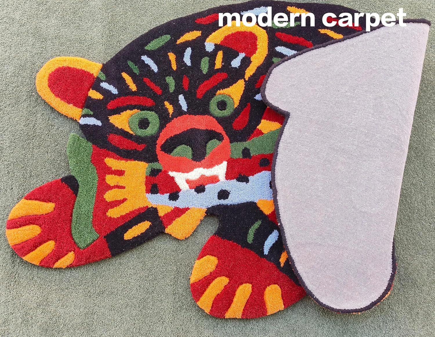 Modern Carpet - Tapete de baño súper absorbente, bonito diseño de dibujos animados, de 3 x 5, 100% lana, hecho a mano, copetudo para habitación, dormitorio, sala de estar