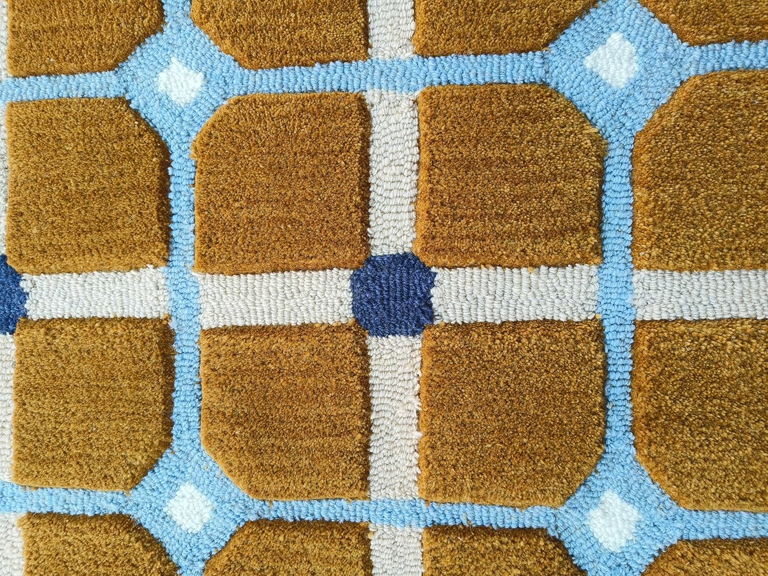 Modern Carpet Evelina Kroon - Alfombra de baño copetuda a mano con diseño de campos ocres, tapete para puerta, tapete de entrada para dormitorio, cocina, alfombra de área de dibujos animados para baño