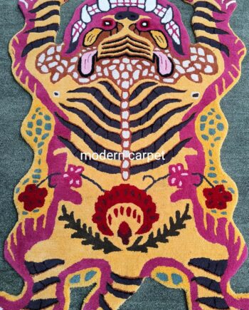 Modern Carpet - Tapete de baño con diseño de tigre tibetano, tapete para puerta, tapete de entrada para dormitorio, cocina, tapete de área de dibujos animados para baño y bañera, tapete suave (4 x 6