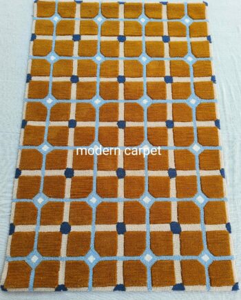 Modern Carpet Evelina Kroon - Alfombra de baño copetuda a mano con diseño de campos ocres, tapete para puerta, tapete de entrada para dormitorio, cocina, alfombra de área de dibujos animados para baño