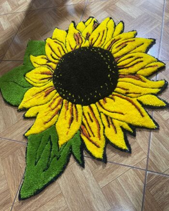 Alfombra Girasol Realista con Hojas