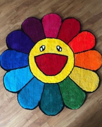 Alfombra Flor Arcoíris Sonriente (Superflat)