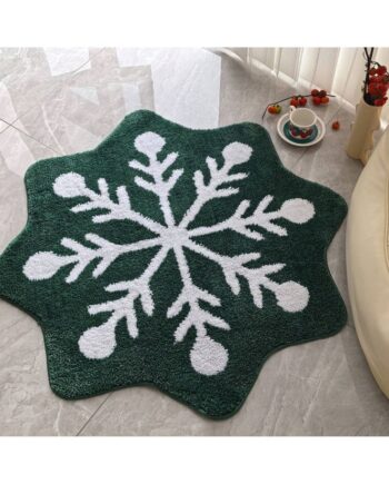 Alfombra de Baño/Decorativa Copo de Nieve Verde