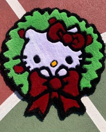 Alfombra Hello Kitty con Corona Navideña