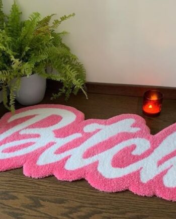 Tapete "Bitch" Rosa y Blanco