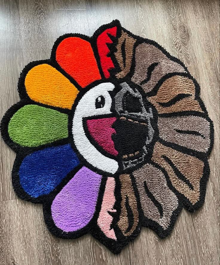 Tapete Dualidad de Flor Sonriente (Arcoíris y Calavera)