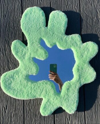 Espejo de Marco Ondulado Verde Lima