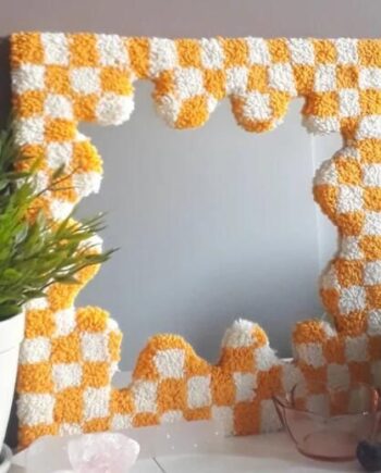 Espejo Decorativo Goteo de Naranja y Blanco