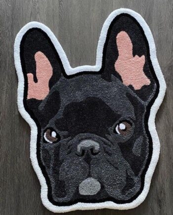Alfombra de Cabeza de Bulldog Francés Negro