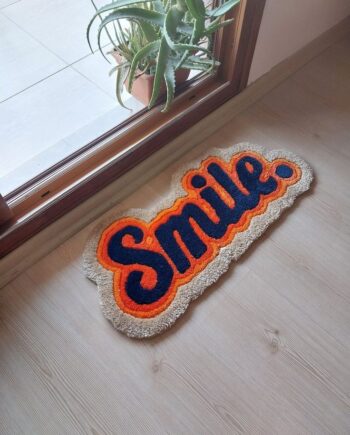 Alfombra "Smile" Retro Naranja y Azul